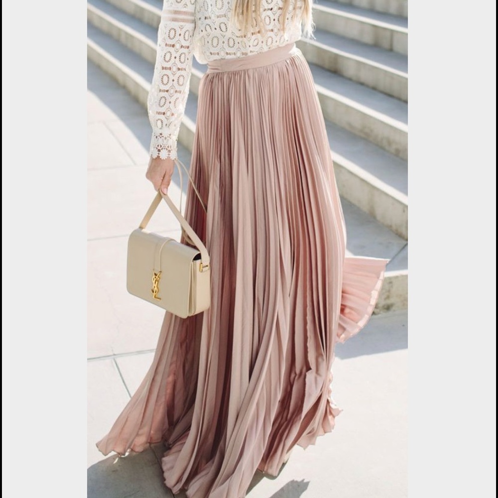 Free People Dusty Rose Pleated Maxi Skirt